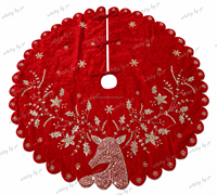 Jupe de sapin de Noël en velours de luxe Artistry, 48 pouces, faite à la main, brodée de paillettes, couleur et taille personnalisables, couvre-sapin festif, décoration de Noël