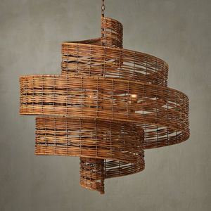 Abat-jour en rotin de designer exquis, luminaire suspendu en fibre naturelle tressée, lustre moderne suspendu au plafond, lampe pour la maison - Product Image 2