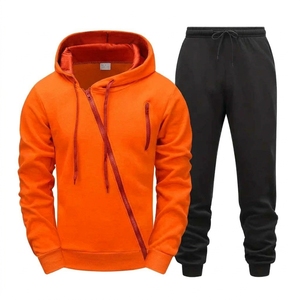 Conjunto Deportivo de Hombre de Alta Calidad, Personalizado, de Felpa de Algodón Grueso de 350 GSM, Sudadera con Capucha y Cremallera Diagonal y Pantalones Deportivos - Product Image 2