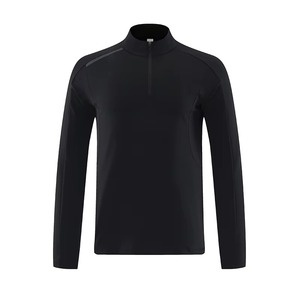 Custom Long Sleeve Stand Collar Quarter Zip Sporty Manufacturer Gym Performance T Shirt Cotton Polyester <b>Stretch</b> Fabric OEM ODM - Product Image 5