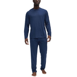 Conjunto de pijama de algodón para hombre de primavera y otoño, Top y pantalones holgados de manga larga, Conjunto de pijama informal de 2 piezas con cuello redondo para hombre, exportación desde BD - Product Image 3