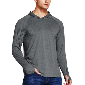 Sweat à capuche gris à manches longues pour homme avec logo personnalisé, séchage rapide, polyester, couleur unie, pull-over, vêtements de pêche en plein air, respectueux de l'environnement - Product Image 4