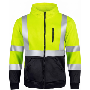 Sweat-shirt haute visibilité classe 2 ANSI, vêtements de travail réfléchissants jaunes avec bandes orange et argentées, bordure noire - Product Image 3