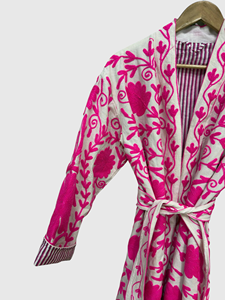 Veste en velours brodée de fleurs, col mandarin, manches longues, style Prairie Chic, grande taille, vêtements d'hiver pour femmes - Product Image 4