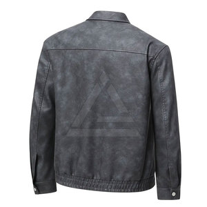 Men Leather Bomber <b>Jacket</b> Genuine Leather Casual <b>Zip</b> <b>Up</b> <b>Jacket</b> With Ribbed Functional Pockets And Comfortable Daily Wear - Product Image 2