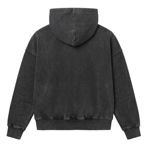 Herren Oversize Acid Wash Hoodie Vintage Gewaschener Pullover Streetwear Drop-Shoulder Druckknopf-Kapuze Fleece-Sweatshirt Y2k Winter - Product Image 3