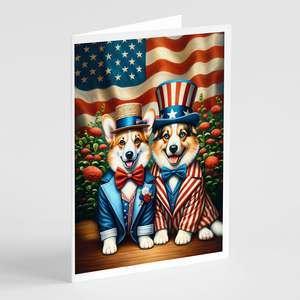 All American Corgi Whimsical A7 Paquete de tarjetas de felicitación 8 Tarjetas de nota en blanco con sobres Tamaño 5x7 - Product Image 1