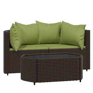 Ensemble de salon de jardin marron avec coussins verts - Product Image 2