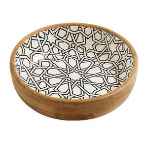 Bol de service islamique haut de gamme en bois de manguier émaillé imprimé pour le Ramadan, idéal pour les articles religieux - Product Image 1