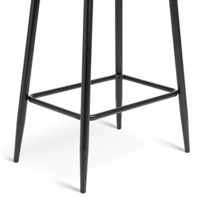 Taburete de Barra de Cuero Sintético con Reposapiés, Patas de Metal Negro, Asiento para Cocina, Desayunador, Cafetería, Hotel, Hogar, Muebles de Bar - Product Image 2