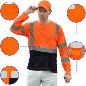 Chemise de sécurité haute visibilité ANSI Classe 1, imperméable, à LED clignotantes, respirante, légère, à manches longues, pour la construction, avec logo personnalisé - Product Image 3