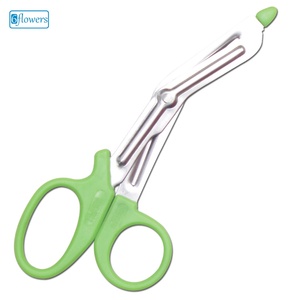 Ciseaux chirurgicaux universels Six Flowers OEM pour paramédicaux, manuels, en acier inoxydable, poignées Chartreuse, certifiés CE, modèle Classe I - Product Image 1