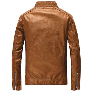 Slim Fit PU <b>Leather</b> Winter <b>Jacket</b> for Men Street Style Casual Occasions <b>Brown</b> Black Goatskin <b>Leather</b> Winter <b>Jacket</b> - Product Image 2