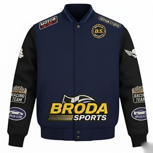 Veste de moto vintage personnalisée pour homme de haute qualité, broderie, patch, style NASCAR F1, OEM ODM, veste personnalisée - Product Image 1