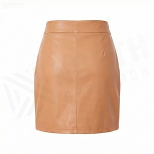 Jupe courte en similicuir à taille haute pour femmes, couleur unie, style sexy, toutes saisons - Product Image 2