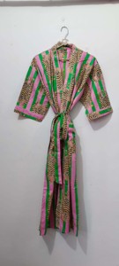 ชุดคลุมกิโมโนผ้าฝ้ายสำหรับผู้หญิง ลายสัตว์ ชุดเพื่อนเจ้าสาว ชุดนอนฤดูร้อน ไซส์เดียว ปิดด้วยเชือกผูก ระบายอากาศได้ดี - Product Image 6