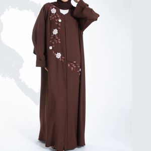 Services OEM, Abaya à double couche au design élégant pour femmes, séchage rapide, respirante, Abayas islamiques pour femmes, robe longue Abaya à vendre - Product Image 5
