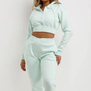 Ensemble survêtement femme Econex Sports, couleur unie, sweat-shirt à capuche et pantalon long, coupe décontractée, coupe régulière, coupe-vent, 100% coton - Product Image 3