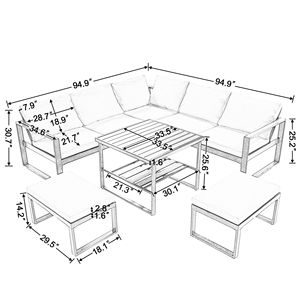 Set di Mobili da Esterno in Stile Industriale, 2 Divani, 1 Divano Singolo, 1 Tavolo, 2 Panche, Set Combinato - Product Image 5