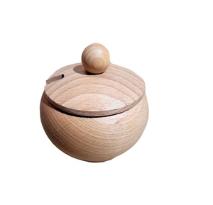 Wood Sugar Pot/<b>Jar</b> Kitchen Wood Sugar Bowl Round <b>Spice</b> Spoon With Lid Wood Sugar Pot Wholesale Supplier - Product Image 4
