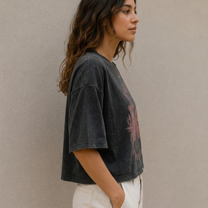 T-shirt pour femme, coupe ample, 100% coton, absorbant l'humidité, respirant, t-shirt d'été - Product Image 4