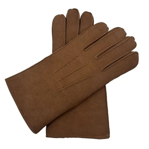 Gants d'hiver en peau de mouton pour femmes, avec revers en fausse fourrure, thermiques, longueur poignet, usage décontracté, compatibles écran tactile, détection de pointe, en laine/acrylique - Product Image 4