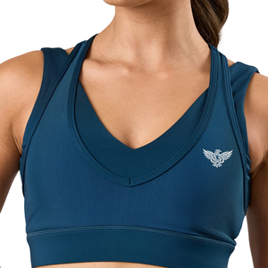 Custom Women's High Impact <b>Open</b> Back Racerback Sports <b>Bra</b> Quick Dry Breathable Yoga Gym Workout Fitness Activewear Crop Top - Product Image 3
