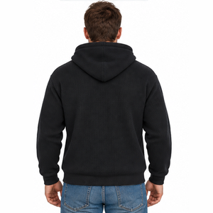 Sweat à capuche en maille gaufrée pour homme, pull décontracté à manches longues, thermique, pour sports d'hiver et streetwear, vêtements personnalisés en gros - Product Image 6