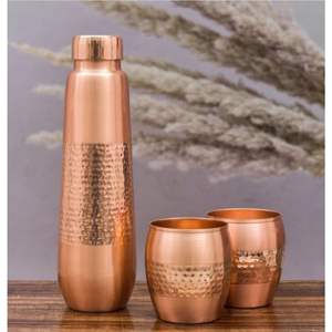 Botella de Agua de Cobre Puro de 1000 ml, Beneficios Ayurvédicos para la Salud, Recipiente de Cobre a Prueba de Fugas, Diseño de Panal Martillado, Botella Deportiva para Yoga - Product Image 3