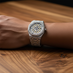 Reloj de Pulsera de Lujo para Hombre con Bisel de Cuarzo y Diamantes de Moissanita Totalmente Engastados, de Acero Inoxidable, Resistente al Agua, Ecológico, con Esfera de Cristal de 46mm - Product Image 6