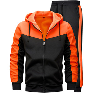 Conjunto de 2 piezas de sudadera con capucha y pantalones deportivos transpirables de algodón 100% para hombre, estilo streetwear, con cremallera. - Product Image 2
