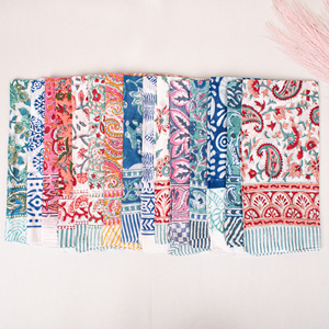Block Printed Handmade Fashion Floral Pattern Cotton <b>Square</b> <b>Scarf</b> Ethnic Style Multicolor Multifunctional Bandana Skin-Friendly - Product Image 2