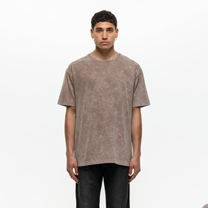 Customized Logo Men's Oversize Washed Cotton T-Shirt O-Neck Short Sleeve Solid Color Casual <b>Plus</b> <b>Size</b> Jersey Knit Blank Front - Product Image 1