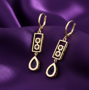 ต่างหูห้อยประดับอเมทิสต์สีน้ำเงินหรูหรา ขนาด 6 นิ้ว ต่างหูดีไซน์โดดเด่น เงินแท้ 925 ชุบทอง 18K เครื่องประดับสำหรับเจ้าสาวและงานเลี้ยงค็อกเทล - Product Image 3