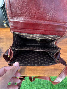 Nouveau sac à bandoulière en cuir de vache véritable avec plusieurs compartiments et support pour téléphone portable sacs à bandoulière en cuir cousus à la main pour unisexe - Product Image 5