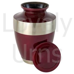 Urne funéraire Adria Burgundy en laiton rouge foncé, élégante urne commémorative pour cendres, conteneur pour cendres d'adultes, couvercle sécurisé, durable - Product Image 2