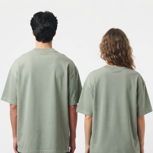 เสื้อยืดคอกลมโอเวอร์ไซส์คุณภาพสูงสำหรับผู้หญิงและผู้ชาย น้ำหนักเบา ไหล่ตก สีพื้น รับทำโลโก้ตามสั่ง OEM ODM ขายส่ง - Product Image 6