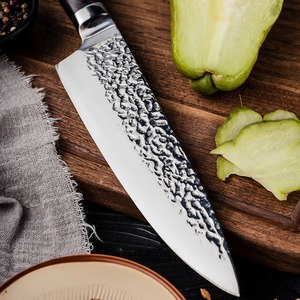 Cuchillo de Chef Ambidiestro Forjado a Mano, Ecológico, Extra Afilado, de Acero Inoxidable Industrial, con Mango de Madera Estilo Vikingo, 8-9.9 Pulgadas - Product Image 3