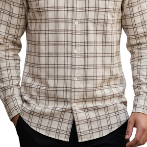 Beige Brown Plaid <b>Men</b> <b>Flannel</b> <b>Shirt</b> Long Sleeve Button Down Checkered Casual <b>Shirt</b> Soft Brushed Fabric Outdoor Streetwear - Product Image 6