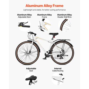 Lightweight Aluminum <b>Frame</b> Hybrid <b>Bike</b> 700c Wheel Commuter Urban Bicycle for Men and Women for Adults - Product Image 2