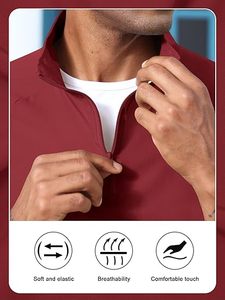 Men's Casual Quarter Zip Pullover-Athletic Windbreaker Lightweight <b>Jackets</b> Hiking Golf for Men Mock Neck <b>with</b> <b>Pockets</b> - Product Image 5