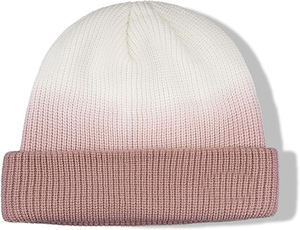 Bonnet d'hiver pour femmes, en polaire épaisse tricotée, color-block, avec doublure en sherpa, effet tie-dye dégradé - Product Image 3