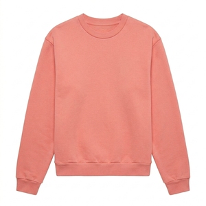 Oversized Crew Neck <b>Sweatshirt</b> Solid <b>Pink</b> Cotton Pullover Casual Streetwear Autumn Wear Unisex Regular Fit - Product Image 5