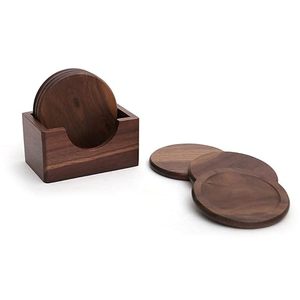 Ensemble de 6 sous-verres en bois naturel faits à la main pour boissons, sous-verres en bois pour tasses à café, mugs à thé, verres et bouteilles - Product Image 4