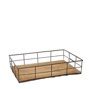 Cesta de almacenamiento de cocina independiente, estante de metal o madera con exhibición de madera para cubiertos y accesorios de ropa - Product Image 1