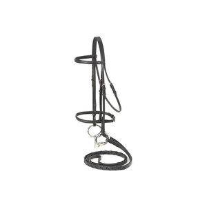 Bridon de cheval en cuir véritable de qualité supérieure avec anneaux métalliques pour usage équestre - Product Image 1