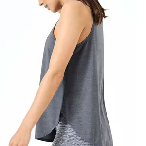 เสื้อกล้ามผู้หญิงสีเทา คอกลม ผ้าถัก ระบายอากาศได้ดี สวมใส่สบาย ทรงพอดีตัว ผ้าฝ้าย 100% สีพื้น สำหรับออกกำลังกาย ปักลาย 3 มิติ น้ำหนัก 100 กรัม - Product Image 2