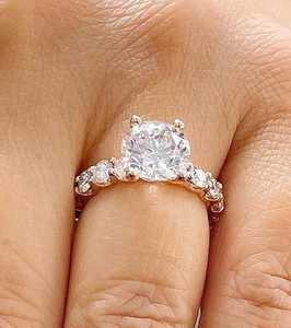 Anillo de lujo con diamante natural de corte redondo de 1.00 quilates, certificado por GIA, oro sólido de 18 quilates, regalo de propuesta de matrimonio para novias - Product Image 4