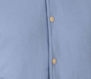 Men's <b>Light</b> Blue Varsity <b>Jacket</b> With Cream Sleeves Button Front Stand Collar Casual Autumn Wear - Product Image 5