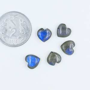 Cuentas de labradorita natural talladas en forma de corazón de 12 mm, piedra de labradorita de calidad premium para la fabricación de pulseras y joyería. - Product Image 4
